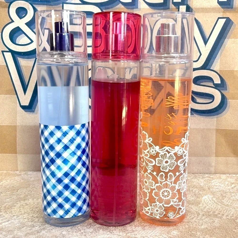 Bath & Body Works Fine Fragrance Mists Body Sprays w/ Holder Gingham Peach Hello